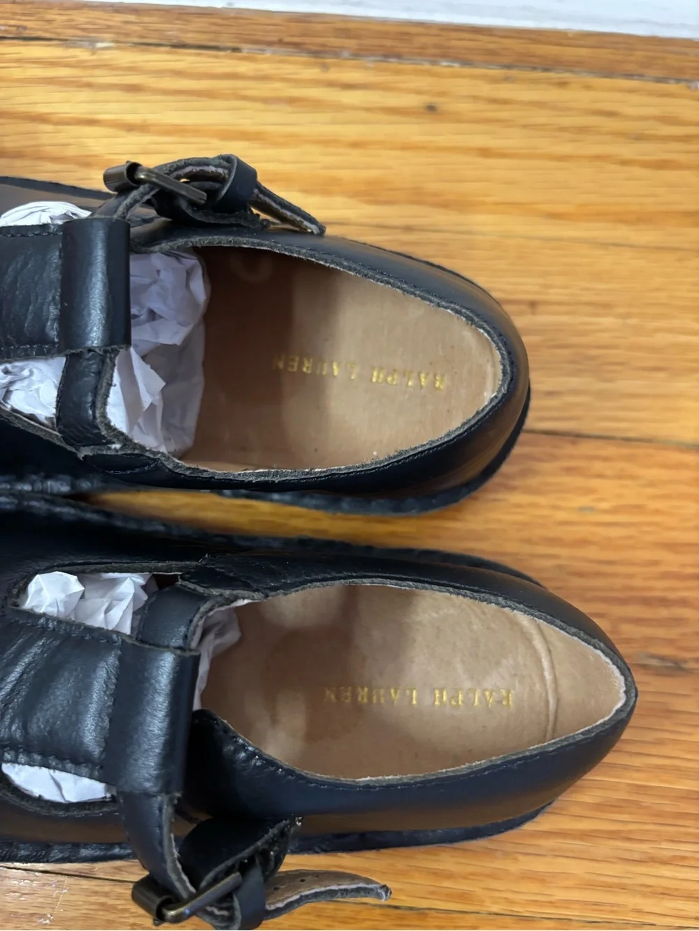 Ralph Lauren school t-strap leather shoes navy New girls size 9